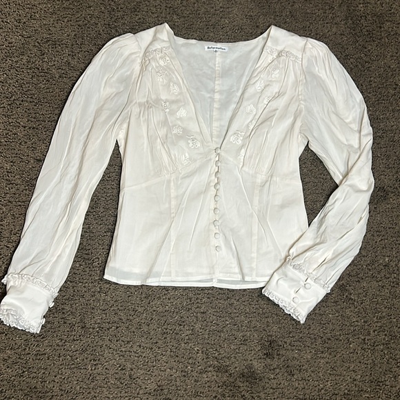 REFORMATION Lawrence Organic Cotton Blouse size 8 - Picture 10 of 14